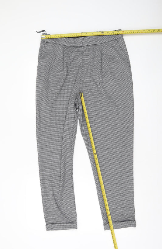 F&F Womens Grey Checked Slim Tapered Trousers Size 14