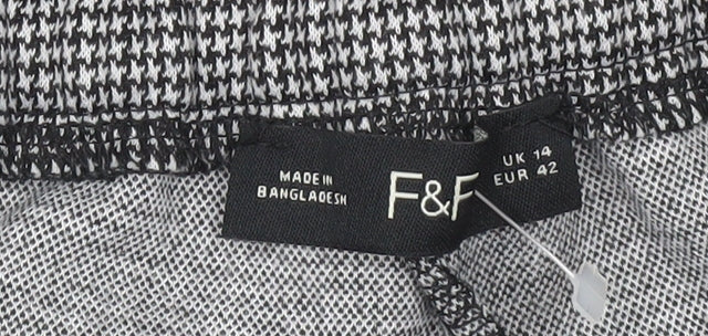 F&F Womens Grey Checked Slim Tapered Trousers Size 14