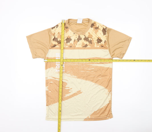 RVI Sports Men's Beige Running T-Shirt M Camouflage Quick Dry