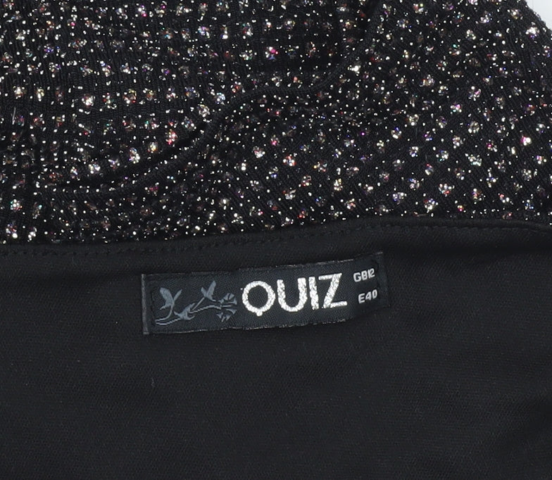 Quiz Women’s Black Glitter Off Shoulder Peplum Wrap Blouse UK 12
