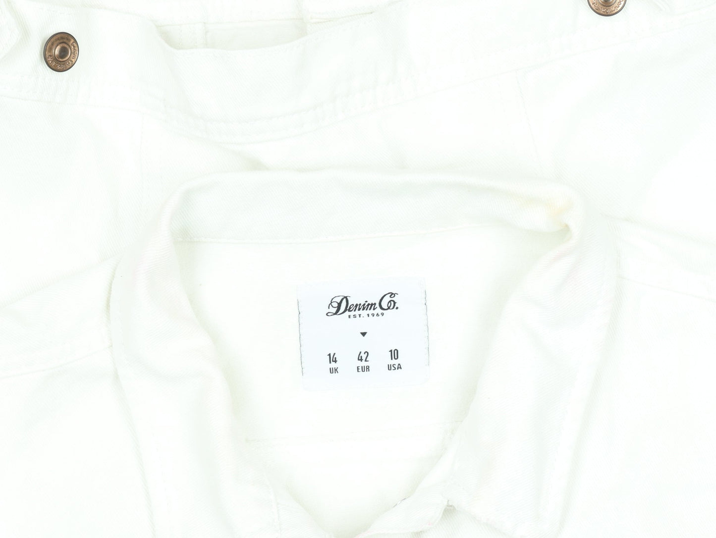Denim Co. Women's White Size 14 Cropped Cotton Button Jacket