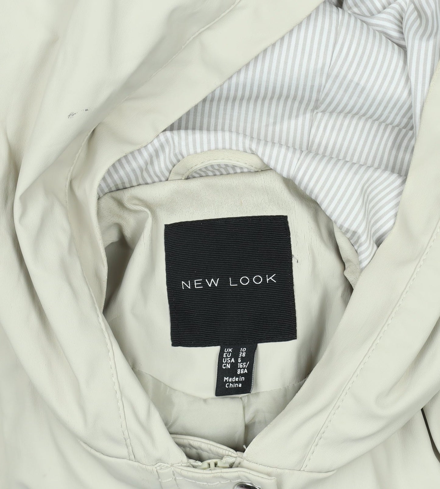 New Look Women’s Beige Mid-Length Hooded Parka Coat Size 10