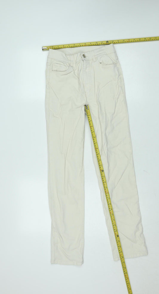 Massimo Dutti Women's Beige Chino Trousers Size 10 Slim Fit Cotton Blend