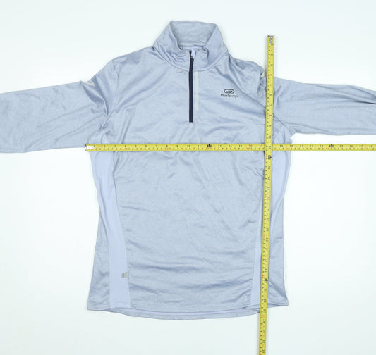 Decathlon Kalenji Men's Grey Long Sleeve 1/4 Zip Running Top M