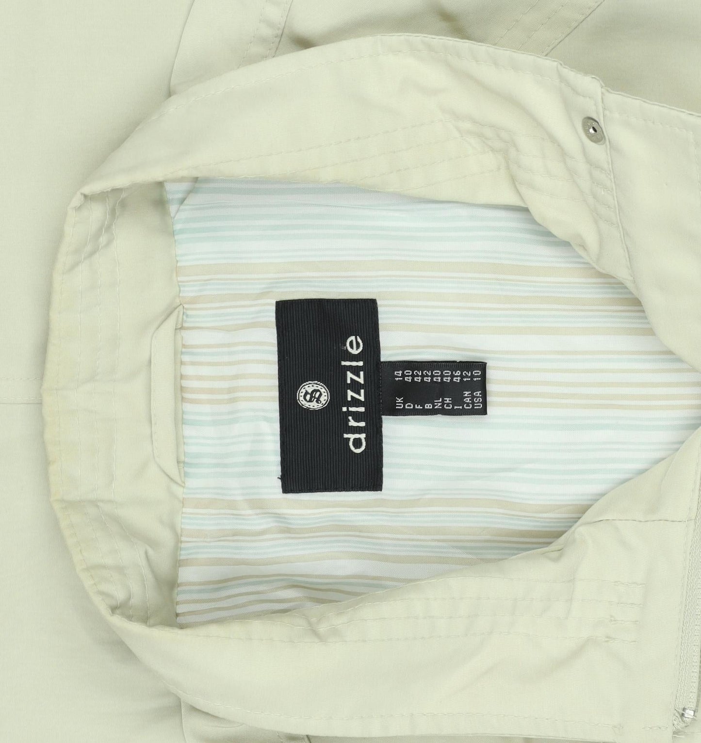 Womens UK Size 14 drizzle Beige Rain Coat
