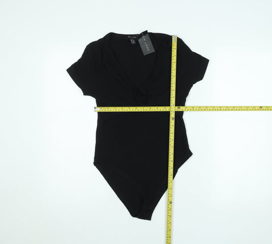 New Look Women’s Black V-Neck Short Sleeve Twist Front Bodysuit UK 10