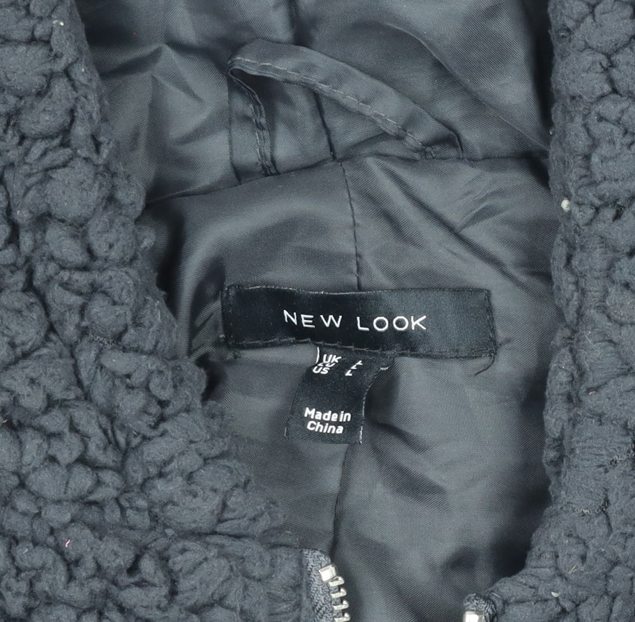 New Look Womens Black L Hooded Fleece Zip Jacket