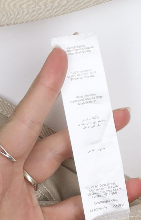 PrettyLittleThing Womens Beige Cropped Lace Up Zip Blouse Size 12