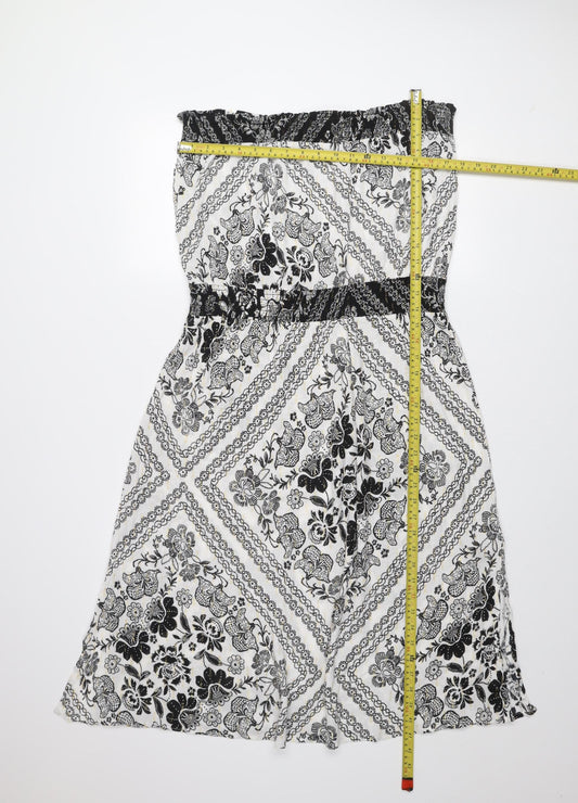 Next Women’s Black Floral Strapless Smocked Dress Size 20