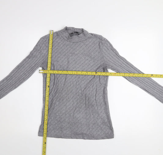 Womens UK Size 10 Mango Grey Basic T-Shirt
