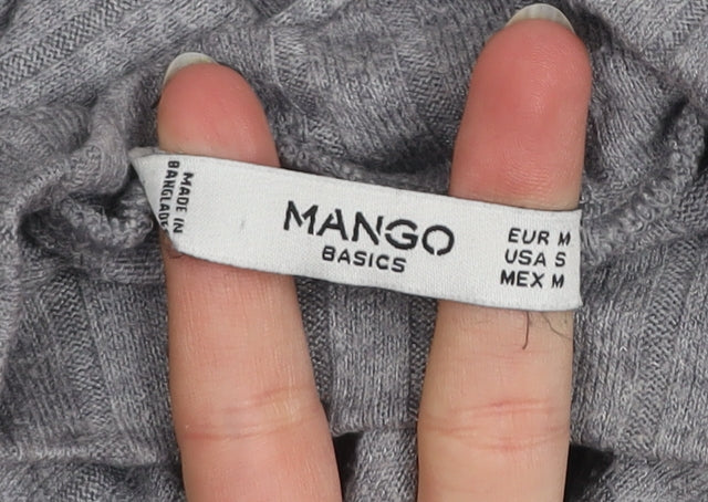 Womens UK Size 10 Mango Grey Basic T-Shirt