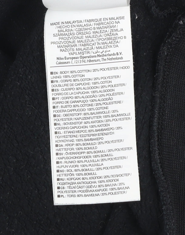 Boys UK Size 12-13 Years Nike Black Pullover Hoodie