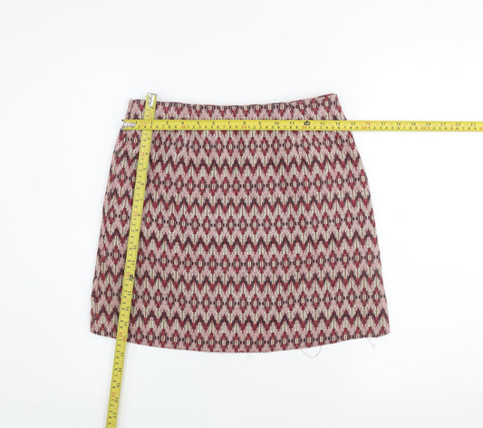 New Look Women’s Multicoloured Geometric Short Tweed Skirt Size 10
