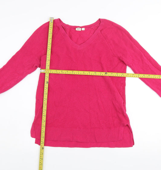 GAP Women’s Pink V-Neck Knit Pullover Jumper Size S