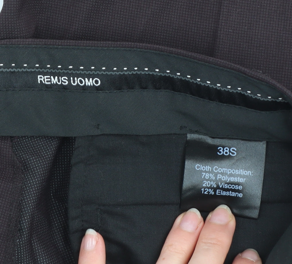 Remus Uomo Men's Black 38S Slim Fit Dress Pants Trousers