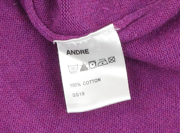 André Mens Purple Cotton V-Neck Jumper Size L Classic Fit