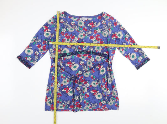 Marks and Spencer Per Una Weekend Blue Floral Cotton Wrap Dress Women’s Size 16
