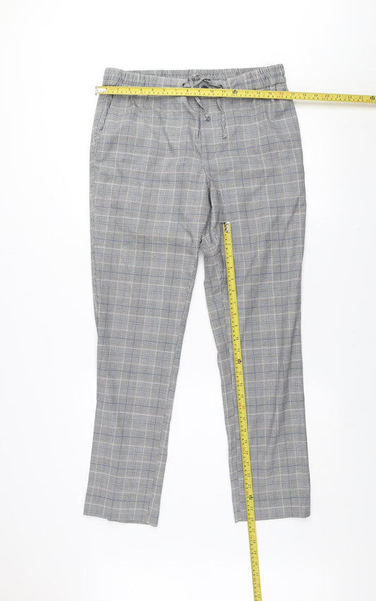 Gianni Feraud Men's Grey Check Slim Tapered Trousers Size 34R