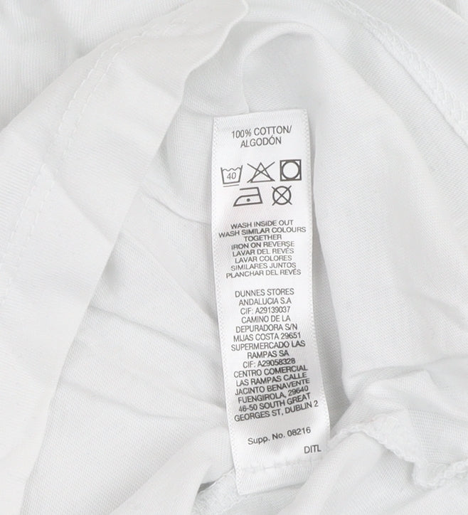 Womens UK Size S St. Bernard for Dunnes Stores White Basic T-Shirt