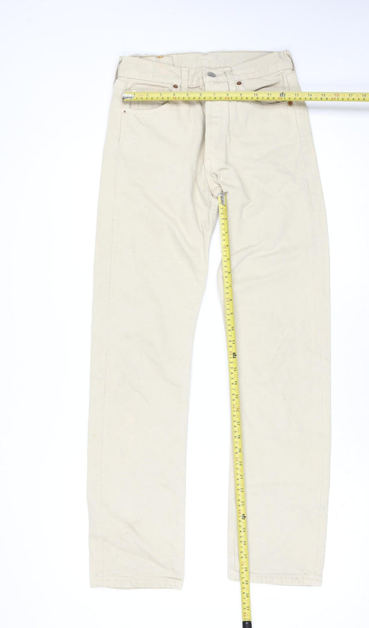 Levi's 501 Beige Straight Leg Denim Jeans Mens W29 L32 Regular Fit