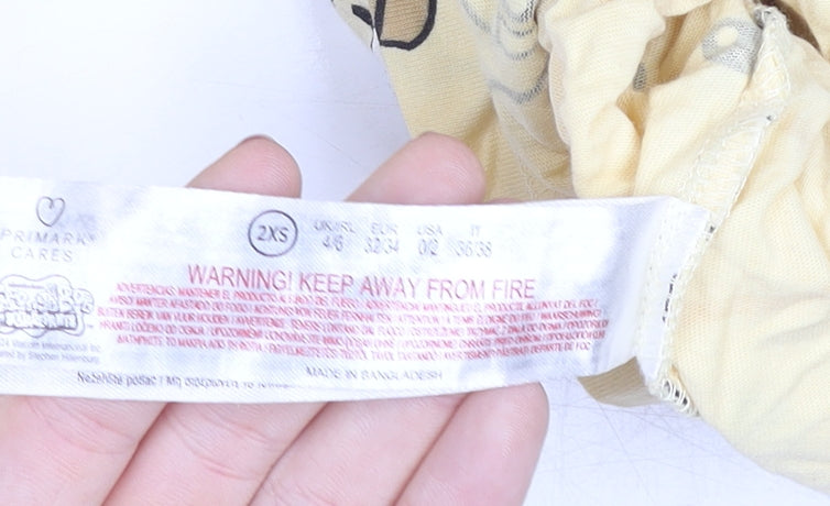 Primark Womens Yellow SpongeBob Cartoon T-Shirt Size 2XS