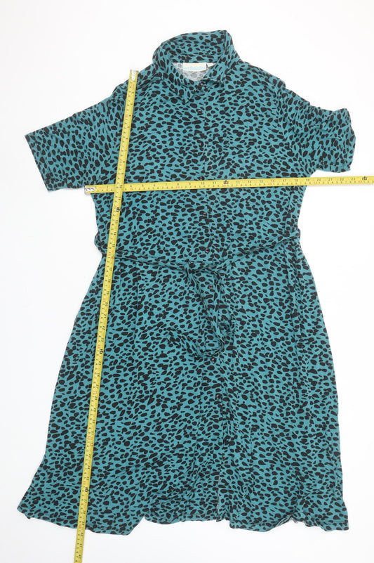 JoJo Maman Bébé Women’s Blue Animal Print Shirt Dress L