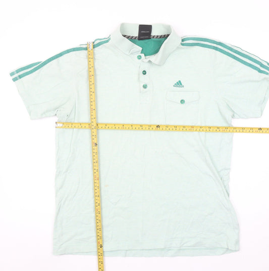 Adidas Men's Mint Green Short Sleeve Polo Shirt Size L Cotton Casual