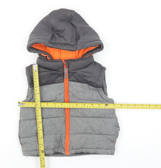 Kiki & Koko Unisex Baby Grey Hooded Puffer Waistcoat 18-24 Months