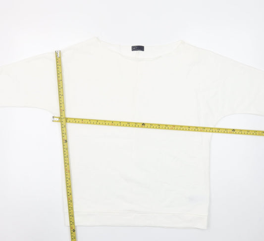 GAP Women Ivory Pullover Sweatshirt Medium Cotton Blend