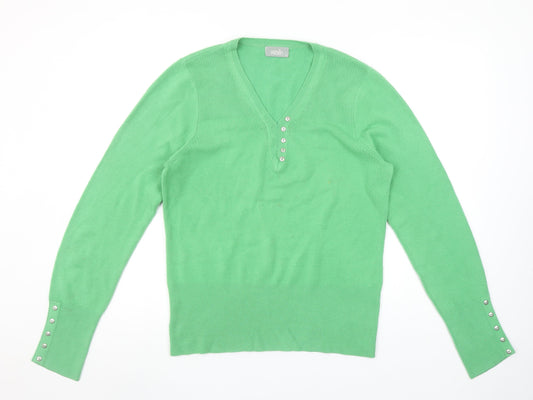 Womens UK Size 14 Wallis Green Henley Jumper