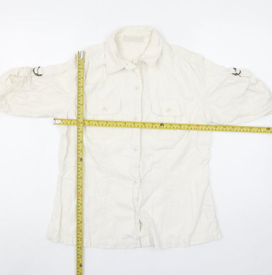 Womens UK Size 14 Dunnes Stores Ivory Basic Button-Up