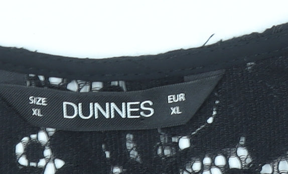 Dunnes Women’s Black Lace Kimono Blouse XL Elegant Formal Top