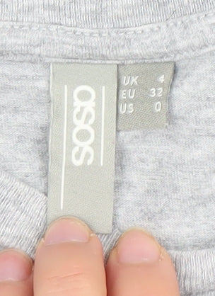 Womens UK Size 4 ASOS Grey Basic T-Shirt