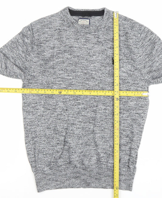 Next Men’s Grey Cotton Blend Crew Neck Pullover Jumper Size S