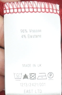 East Women Red Viscose Wrap Knee Length Dress Size 10