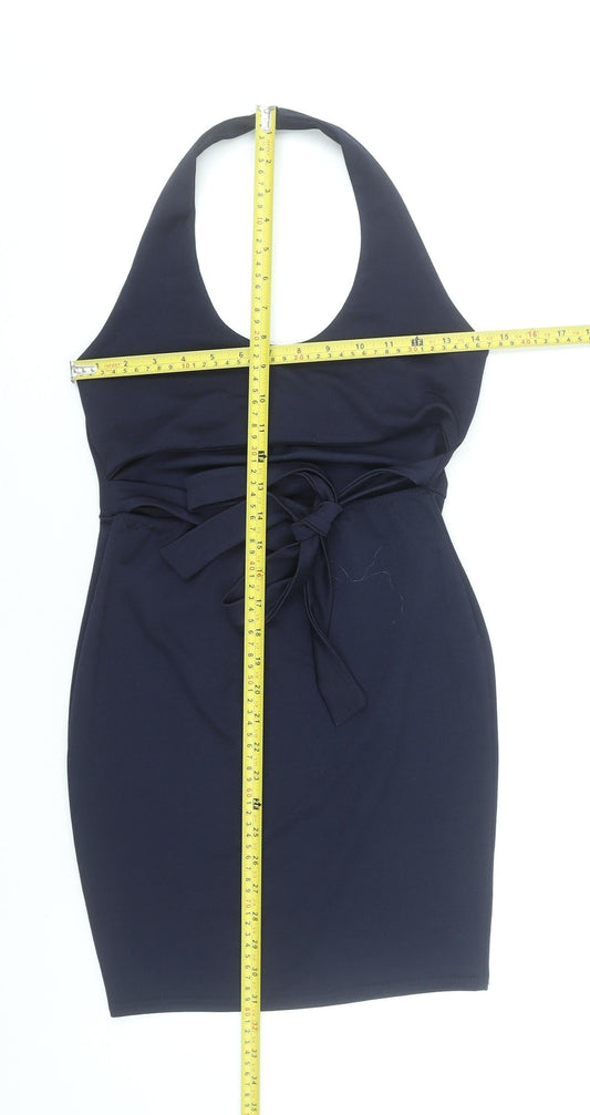 PrettyLittleThing Women’s Black Halter Bodycon Short Dress UK 10