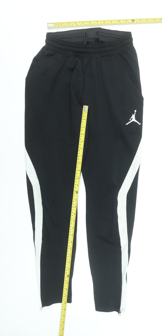 Nike Jordan Mens Black Jogger Trousers Size S Elastic Waist Zip Hem