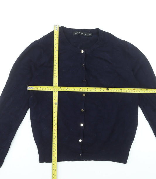 Karen Millen Women's Blue Button-Up Crew Neck Cardigan Size M