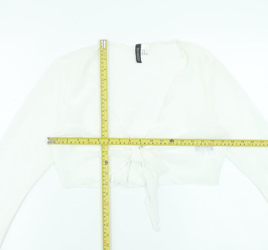 Womens UK Size 12 H&M White Cropped Blouse