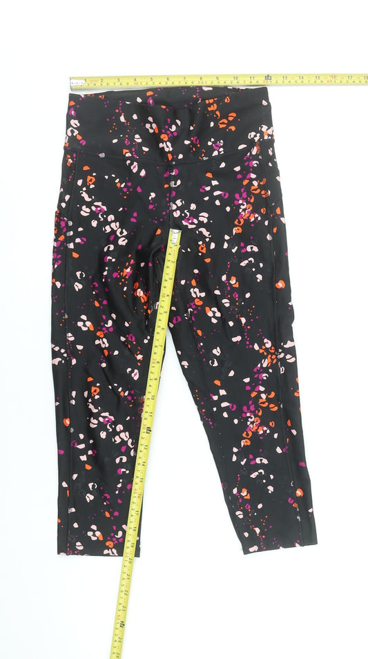 Marks and Spencer Womens Black Capri Leggings Size 8 Printed Activewear