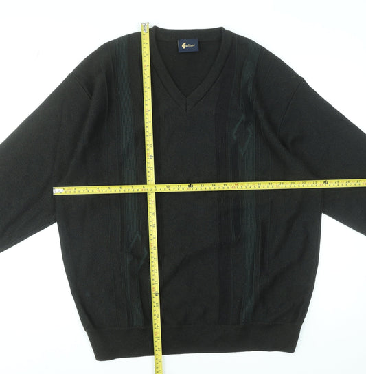 Gabicci Men’s Black 2XL Wool Blend V-Neck Jumper Classic Knit