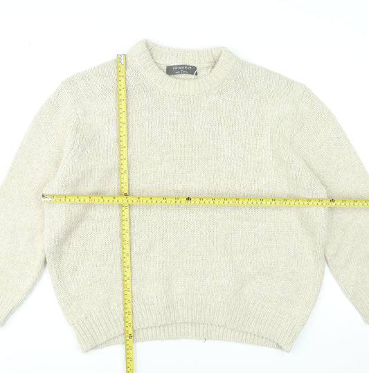 Primark Women Beige Crew Neck Knit Pullover Jumper Size M