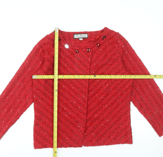 Womens UK Size 12 Paco Boutique Red Cardigan Jumper