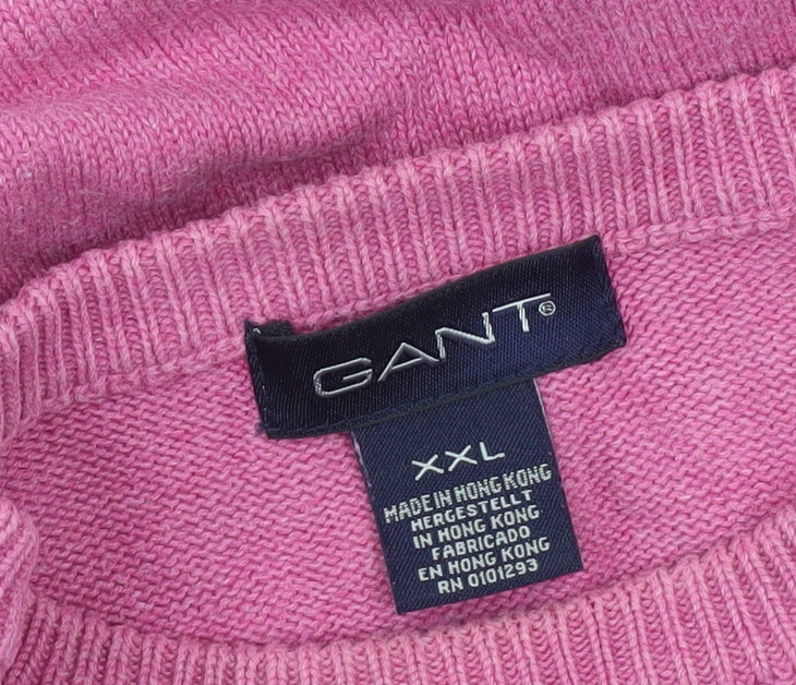 GANT Men's Pink 2XL Cotton Crew Neck Pullover Jumper
