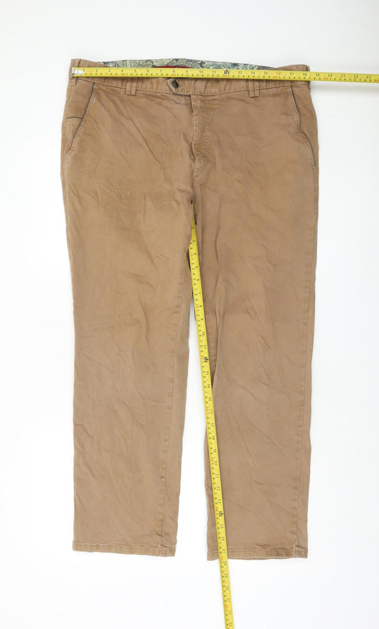 Meyer Men's Beige 40/30 Chino Trousers Regular Fit Cotton Blend