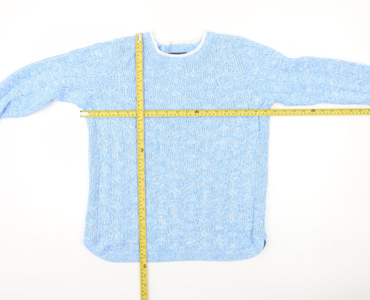 Lands' End Women's Blue Cable-Knit Cotton Jumper Size S