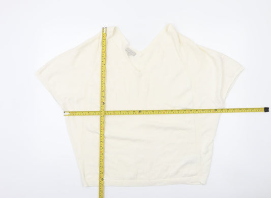 Hobbs Women’s Ivory Linen Cotton V-Neck Short Sleeve Jumper Size S