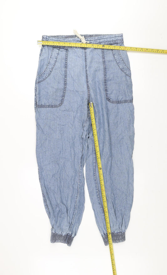 River Island Women Blue Chambray Jogger Trousers Size 12