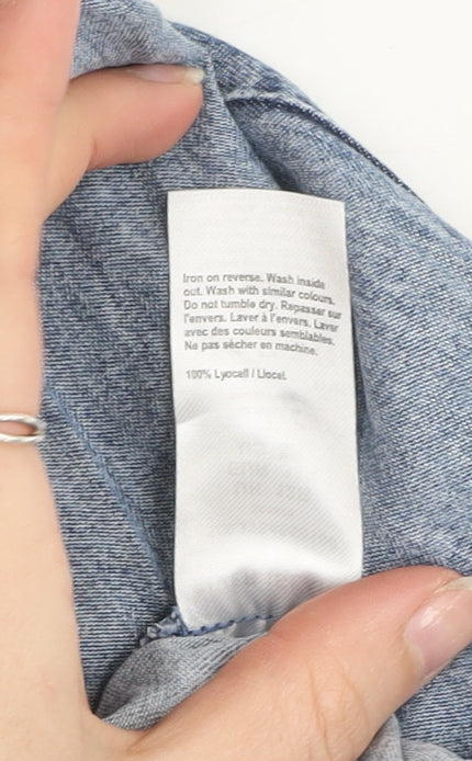 River Island Women Blue Chambray Jogger Trousers Size 12