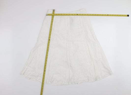 Marks and Spencer Women White A-Line Knee Length Skirt Size 12